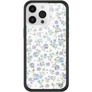 Wildflower Cases - Compatible with iPhone 15 Pro Max | Protective Black Bumper, 6.5ft Drop Test Certified, Women Owned Small Business | Aesthetic Coquette Trendy Flower | Lilac & Blue Floral