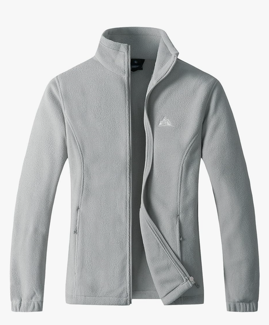 GIMECEN Women's Lightweight Full Zip Soft Polar Fleece Jacket Outdoor Recreation Coat With Zipper Pockets Size M