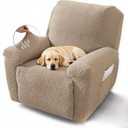 NORTHERN BROTHERS Recliner Chair Covers, Stretch Recliner Covers That Stay in Place 4 Pieces 1 Seater with Storage Pockets, Washable Recliner Slipcovers for Kids, Pet, Khaki