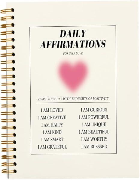 JWVK Daily Affirmations Preppy Pink Aura Heart Notebook,Trendy Positive Affirmations Inspirational Notebook Journal for Teen Girl Work Office School Student Teacher,Hardcover Spiral Notebook 5.5x8.3 and YUNISS Christmas Gifts 18 Colors Acrylic Paint