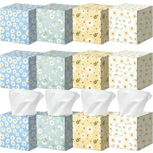Mifoci 12 Pack Facial Tissues Cube Boxes 600 Sheets 3 Ply Spring Floral Square Tissues Bulk Soft Paper Square Tissue for Car Travel Picnic Bedroom Supplies Daily Use