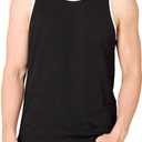 Amazon Essentials Men's Active Quick Dry Tech Stretch Moisture Wicking Lightweight Gym Tank Top (Large, Black/White)