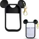 Mouse Design Silicone Case Compatible with Touchland Hand Sanitizer Spray 1 fl oz, Silicone Protective Case Holder with Keychain for Power Mist and Glow Mist, Black