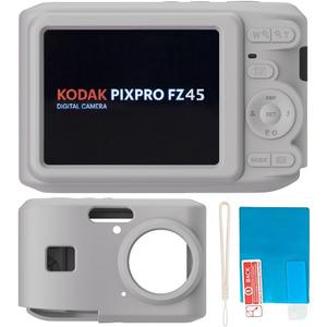 2 x Silicone Case for Kodak PIXPRO FZ45 Digital Camera with Screen Protector and Lanyard for Kodak PIXPRO FZ45 Accessories- (Rose Grey)