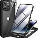 Miracase Glass Series Designed for iPhone 14 Pro Max Case 6.7 Inch, Upgrade Full-Body Bumper Case with Built-in 9H Tempered Glass Screen Protector with Camera Lens Protector, Black
