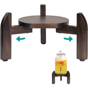 Drink Dispenser Stand Adjustable Width from 8" to 11.2" Wide - Beverage Jar and Water Plastic Jug Holder - to plant flower pots - Adjustable up to11.2-inch Wide (For 5-Gal Jug 8"-11.2")- Walnut Color