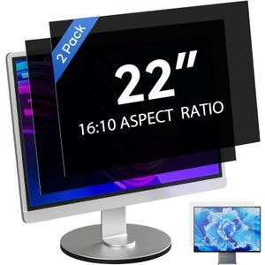[2 Pack] 22 Inch Computer Privacy Screen for 16:10 Aspect Ratio Widescreen Monitor, Eye Protecting Anti-glare Blue Light Display Screen Privacy Protection, Removable Anti-scratch Coating