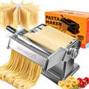 Pasta Maker Machine Set with Pasta Drying Rack Noodle Maker Machine 9 Adjustable Thickness Settings, Gifts for Her 2-in-1 Rollers & Cutter for Spaghetti, Fettuccine, Lasagna & More (Silver)
