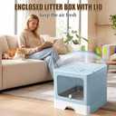 WEPIY Stainless Steel Cat Litter Box With Lid, Top & Front Entry Enclosed Metal Litter Box, Large Covered Drawer Type Foldable Cat Litter Pan With Litter Scoop & Mat, Easy to Clean,Odor Control (Grey), Size: 19.3"×15"×14.2"