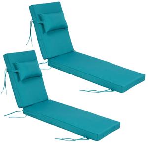 Outdoor Chaise Lounge Cushions Set of 2, Waterproof Fade Resistant Patio Lounger Cushion with Removable Cover, Replacement Sun Lounger Pad for Pool Deck Lawn (Turquoise, 80*26*3 inch)