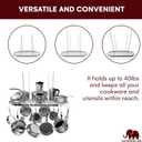 Vdomus Hanging Pot Rack - Ceiling Mount Kitchen Organizer for Pots and Pans with 15 Hooks - 33 x 17 Inches Heavy-Duty, Durable and Space-Saving Pan Holder - Silver