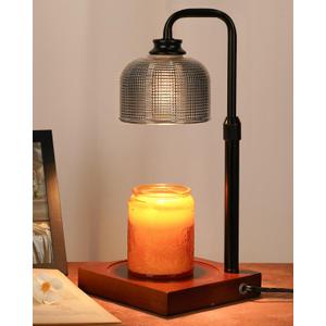 Funistree Candle Warmer Lamp with Timer Dimmable, Adjustable Height Candle Warmer, Birthday Valentines Day Gifts for Women Mom House Warming Gifts New Home, Wax Warmer for Jar Candles with 2 Bulbs (Glass-Grey)