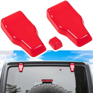 Rear Tail Door Window Hinge & Rain Wiper Nozzle Cover Trim for 2018-2024 Jeep Wrangler JL JLU Sports Sahara Freedom Rubicon Unlimited 2-Door & 4-Door Exterior Accessories Decoration (Red 3PCS)