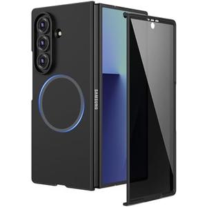 Ruky Magnetic Case for Z Fold 7, with Privacy Screen Protector, Z Fold 7 Case [Compatible with MagSafe], Slim Thin Protective Full Body Phone Cover for Samsung Galaxy Z Fold 7 5G, Black