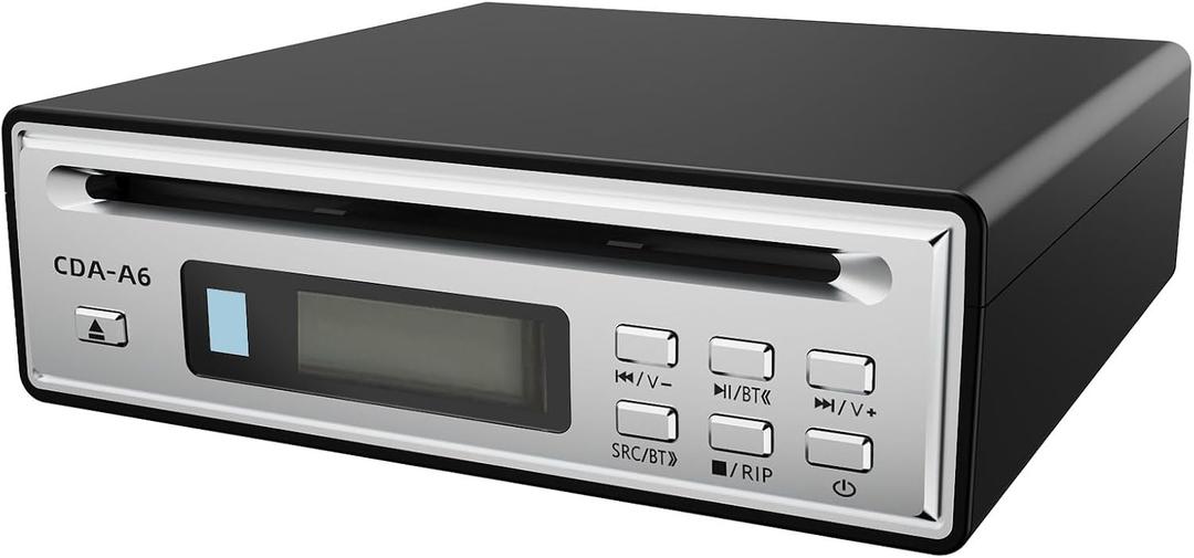 High-Fidelity CD Player with Bluetooth 5.3 | Supports WAV Ripping from Original CD Tracks | USB Playback | 3.5mm Stereo & Optical Output (Silvery)(Remote Uses AAA Batteries - No Button Cells)