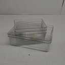 Oggi Set of 5 Clear Fluted Storage Bins with Handle - Durable Plastic Organizers for Fridge, Pantry, Cabinets & Countertop, Modern Farmhouse Style, 5 Sizes for Kitchen Organization and Storage