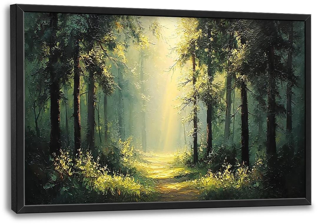Large Green Forest Wall Art for Living Room Tree Pictures Sunshine Big Wall 