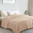 Exclusivo Mezcla Twin Size Flannel Fleece Blanket, Super Soft Velvet Plush Bed Blanket, Fuzzy Cozy and Warm for All Seasons, 60x80 Inches, Camel