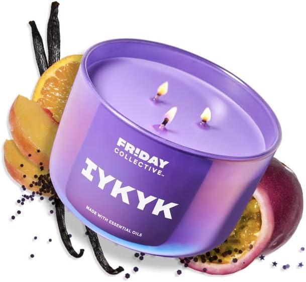 Friday Collective IYKYK Candle, Fruity Scented, Made with Essential Oils, 3 Wicks, 13.5 oz