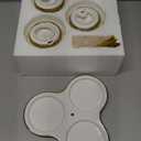 Foraineam Porcelain Condiment Pot Sugar Bowl Spice Jars with Lid, Spoon and Tray, Salt Container Spice Box Seasoning Pots, White Sugar Salt Bowls Set for Kitchen, Restaurant, Coffee Bar, Set of 3