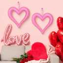 Syhood 2 Pcs 10'' Large Valentine's Day Heart Tree Ornaments 3D Heart Valentine Ornaments Glitter Tree Decor Wreath for Front Door Wall Mantel Party Decor (Pink)