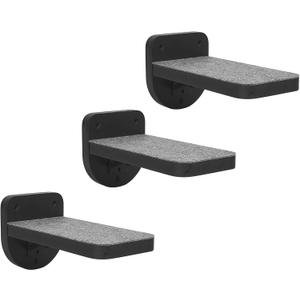 ESPETS Set of 3 Black Natural Sturdy Wood Cat Wall Floating Steps - Wall Mounted Cat Climbing Shelves and Perches, Kitty Stairs Climber Ladder for Wall - Holds up 35lbs