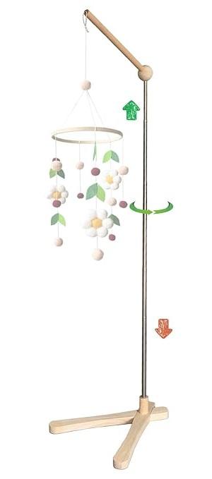 Crib Mobile Wooden Arm, Suitable for All Cribs 100% Natural Larch Hanger Nursery Decor Baby Room Safe Holder (Standing Arm Pro)