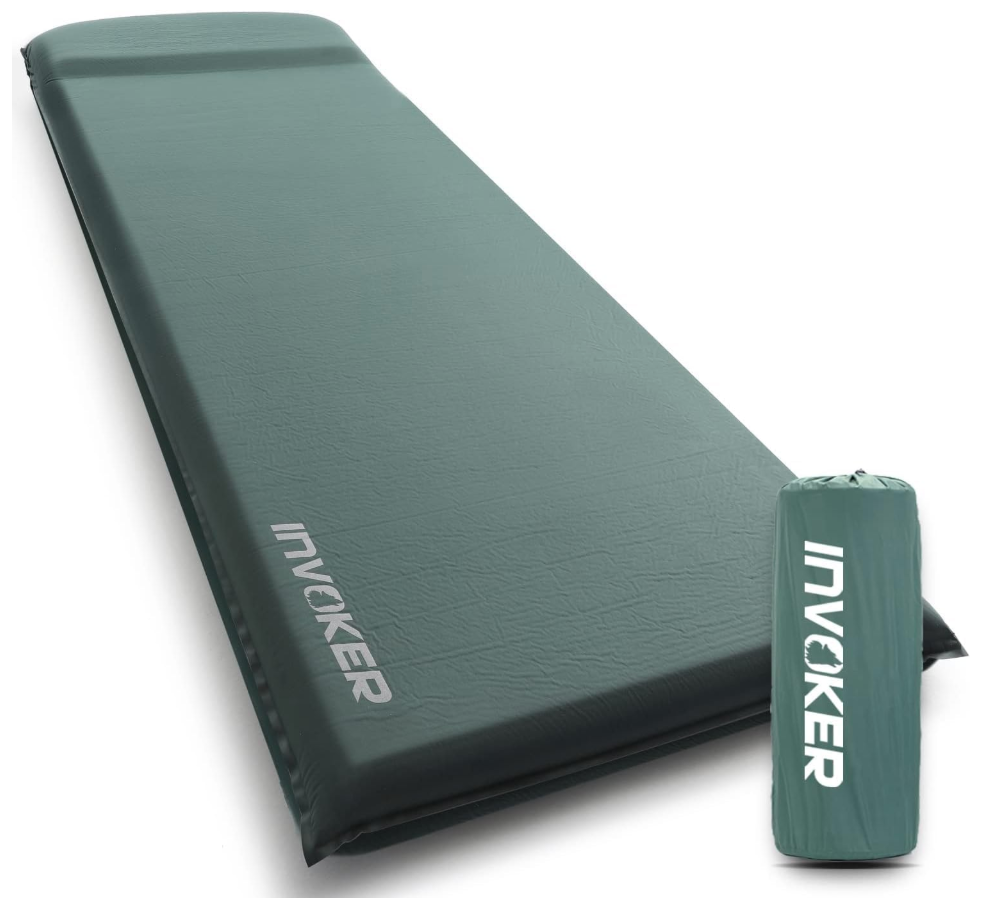 3.15" Self Inflating Camping Sleeping Pad, UltraThick Elasticity Foam Fast Inflating 4Season Insulated Durable Camping Mat Air Mattress with Pillow, for Tent, Car, Camping, Traveling, Green