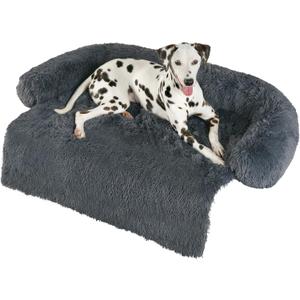 Codi Calming Dog Bed for Couch  Anti-Anxiety Sofa Protector Mat for Large Dogs, 41''x37''x6'', Machine Washable, Fluffy & Cozy with Non-Slip Bottom, Dark Grey