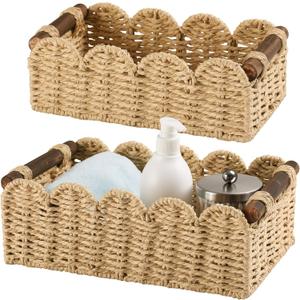 Storage Basket Wicker Baskets for Organizing Toilet Paper Storage Basket for Toilet Tank Top,Beige