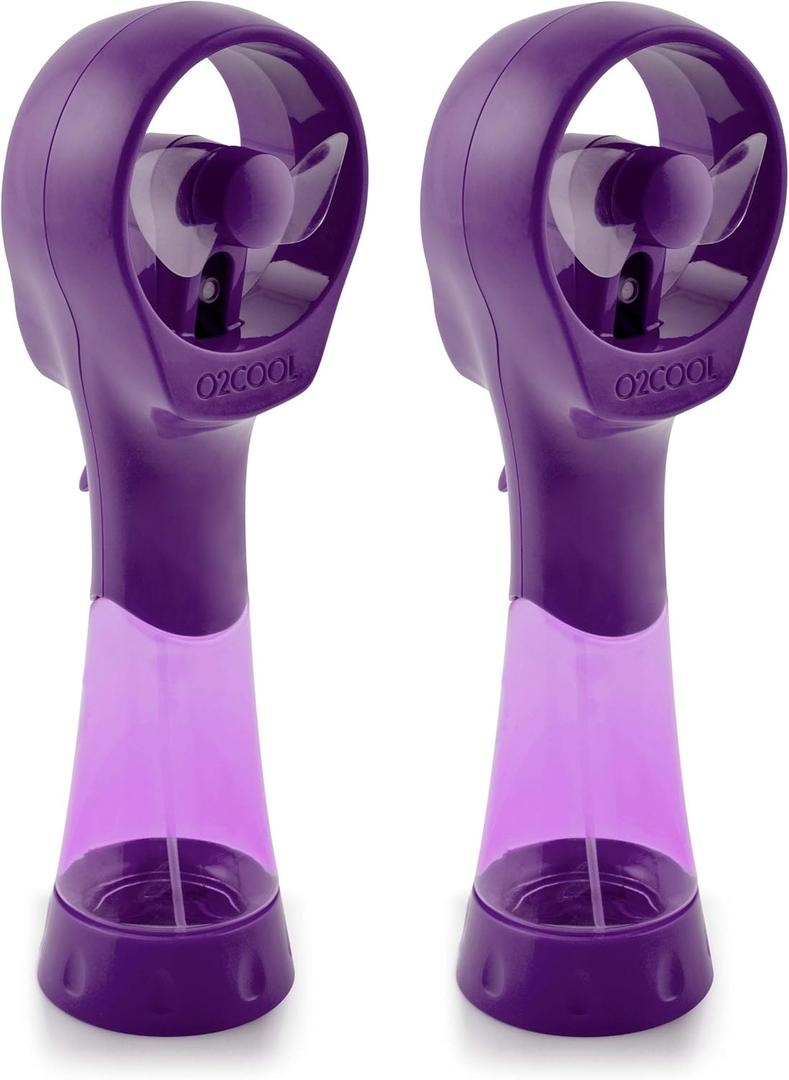 O2COOL 2 Pack Elite Battery Powered Handheld Water Misting Fans (Purple)