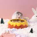 Guinea Pig Food Bowl Hamster Ceramic Water Dish Anti-Spill & Prevent Tipping Rabbit Feeding Bowl for Guinea Pig, Syrian Hamster, Bunny, Rat, Chinchilla, Squirrel, Small Animal (Honey Orange)