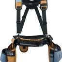 KUNN Carpenter Tool Belt with Suspenders Pro Framer Suspension Tool Rig for Construction Contractors and Electrician,Khaki, Full Size