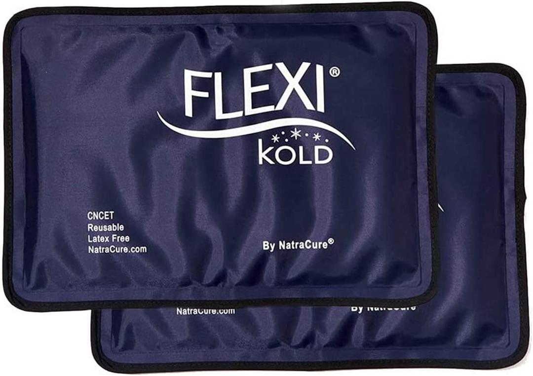 2 FlexiKold Gel Ice Packs - Ice Packs for Injuries Reusable, Back Pain Relief, Knee Ice Pack Wrap, After Surgery, Ice Pack for Knee - 6303-COLD-2PK by NatraCure - Medium 2PK