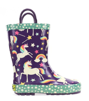 Kids Unicorn Dreams Rain Boot - Purple
 Size 13