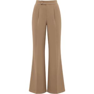 KIRUNDO Womens Dress Pants High Waisted Wide Leg Pleated Trousers Flare Palazzo Slacks Pockets Business Casual Outfits (X-Large, Khaki)