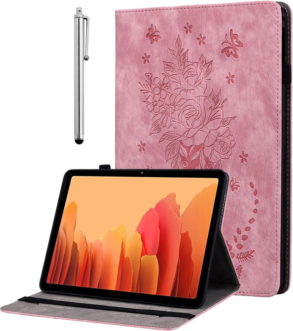 Case for Samsung Galaxy Tab A11+ Plus/A9+ Plus 5G 11 Inch 2025/2023, Auto Wake/Sleep Multi-Angle Flip PU Leather Protective Tablet Cover with Stylus Holder, Pink