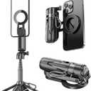 4 in 1 Magnetic Tripod Pocket Selfie Stick Extendable Cell Phone Stand Portable Camera Grip Handle with Wireless Detachable Remote Control for Photograph/Live Streaming/Video/Travel (Black)