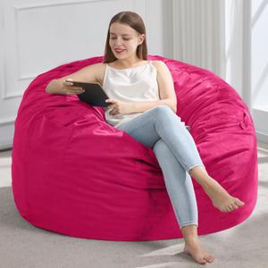 Hobestluk 3FT Bean Bag Chair Giant Bean Bag Chairs for Adults Large Bean Chairs with Removable Cover, Beanbag Chair with Filler, Adult Bean Bag Chairs for Living Room, Bedroom (3FT - 36" x 36" x 22", Pink)