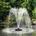 Biling Floating Pond Fountain with 660GPH Fountain Pump, Color-Changing LED Lights, 27 FT Power Cord, 3 Spray Patterns, Pond Water Fountain for Outdoor Pond, Black (80W)