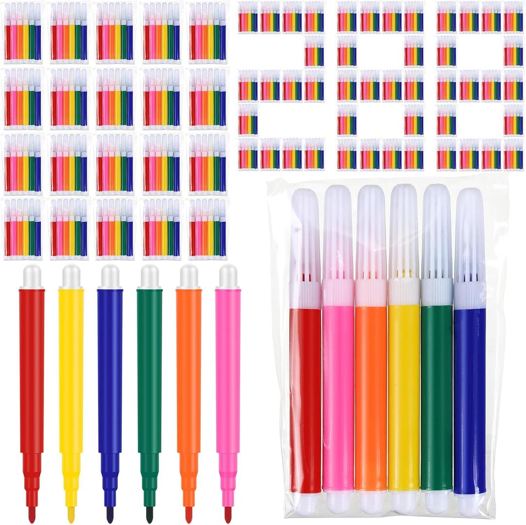 Watersay 288 Pcs Mini Markers Bulk Colored Pen 3.4 Inch Vibrant Colors Portable Short Colored Markers Assorted Multicolor Watercolor Marker Pen for Adult Office Supplies (6 Colors)
