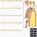100 Pcs Mini Liquor Bottles, 1.7oz Shot Bottle with Caps 50ml Plastic Spirit Bottles, 4 Liquid Funnels, Kraft Tags, Brush and String, for Wedding, Baby Banquet, PartyGold Cap