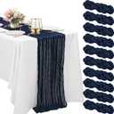 10 Pack Navy Blue Cheesecloth Table Runner 6FT Boho Gauze Fabric Table Runner Vintage Rustic Sheer Runners for Wedding Party Bridal Baby Shower Long Table Decorations