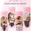 Electric Razors for Women, 5-in-1 Multi-Function Womens Razor with LED Display, Rechargeable Waterproof Electric Shaver, Ideal Travel Trimmer Body Hair Remover for Legs, Face, Armpits &Bikini (Pink)