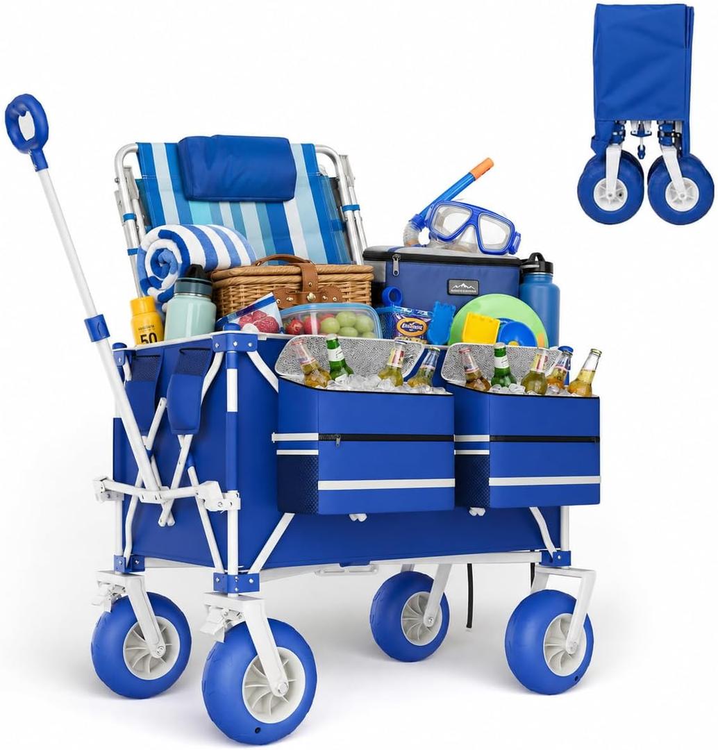 Garvee Beach Wagon with Big Wheels for Sand, 460LBS Folding Beach Cart
