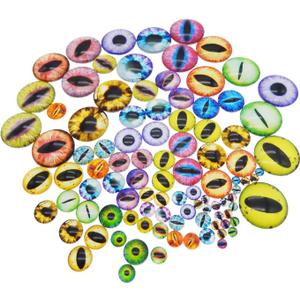 100PCS 5Sizes Assortment Dragon Eyes Flatback Glass Cabochon for Doll Making Jewelry Craft DIY Findings (Mixed1)