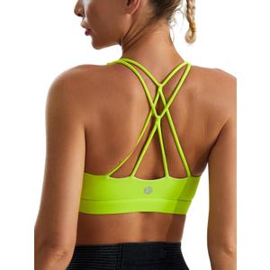 RUNNING GIRL Sports Bras for Women,Padded Sports Bra Tank Top Sexy Crisscross Back High Impact Longline Workout Yoga Bra (Green, XXL)