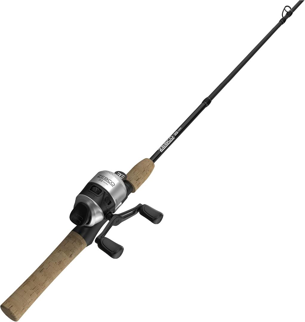 Zebco 33 Cork Reel and Fishing Rod Combo, Graphite Rod with Cork Handle, QuickSet Anti-Reverse Fishing Reel with Bite Alert, 10
