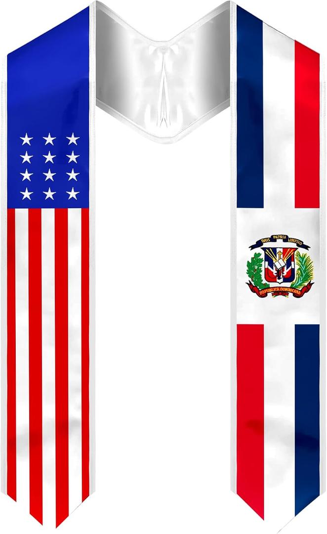 Embroidered Graduation Stole, Graduation Sash for International Graduates, Flag Embroidery Sash 72"