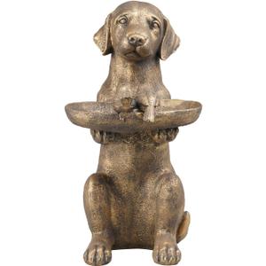 Cynkeyee Outdoor-Statues Garden Decor Bird Bath - Large Dog Statue Bird Feeder Statues for Outside Yard Lawn Patio Gardening Gifts for Women Fairy Garden 15 * 10 * 19 Inch
